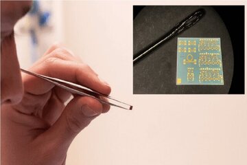 این تراشه از بذر توتفرنگی کوچکتر است / تقویتکننده سیگنال ارتباطات فضایی این تراشه از بذر توتفرنگی کوچکتر است / تقویتکننده سیگنال ارتباطات فضایی