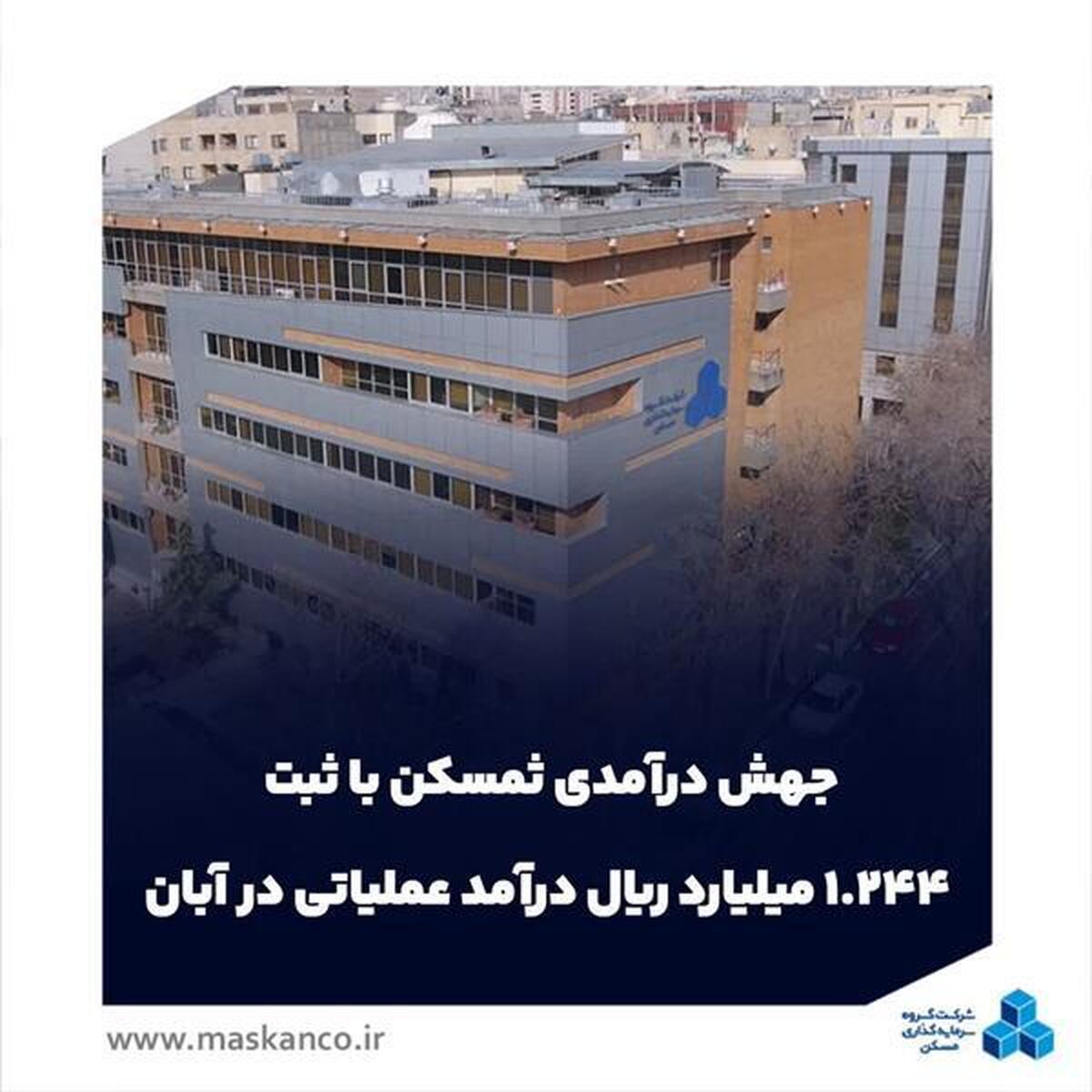 جهش درآمدی ثمسکن با ثبت ۱,۲۴۴ میلیارد ریال درآمد عملیاتی در آبان جهش درآمدی ثمسکن با ثبت ۱,۲۴۴ میلیارد ریال درآمد عملیاتی در آبان