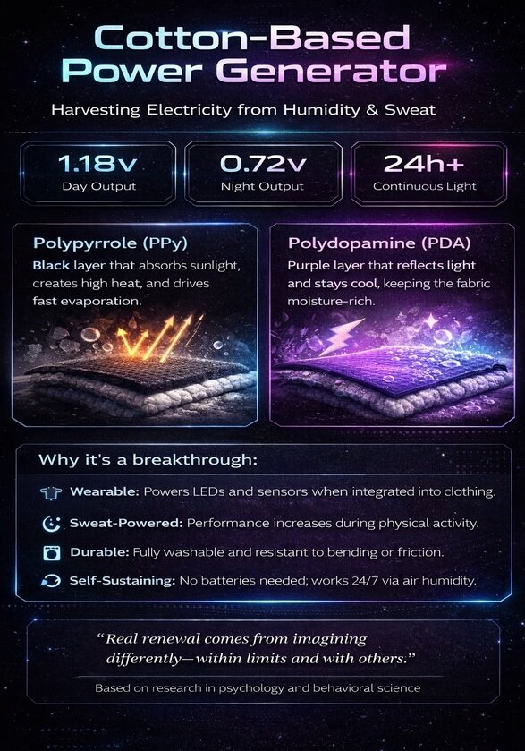 لباسی که از تعریق بدن برق تولید میکند لباسی که از عرق بدن انرژی تولید میکند